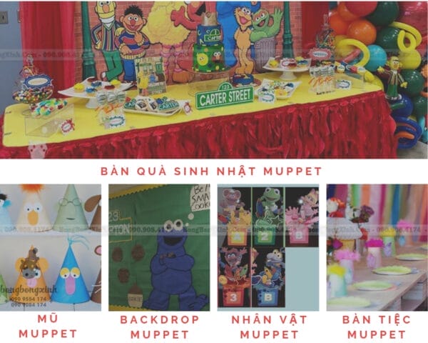 Trang trí sinh nhật trọn gói Muppet Theme SET002