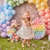 Tổ chức sinh nhật tại nhà tiểu cảnh trang trí thỏ bông cầu vồng TCSN004