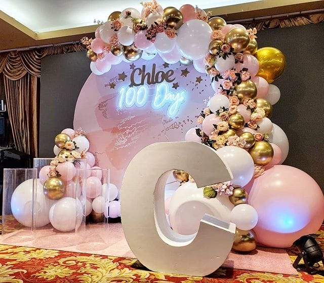 Bàn quà sinh nhật 100 ngày cho bé gái BBX462 Bàn quà sinh nhật 100 ngày cho bé gái BBX462