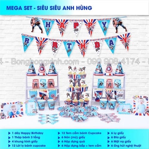 Set phụ kiện sinh nhật Siêu Siêu Anh Hùng BBX536 Set phụ kiện sinh nhật Siêu Siêu Anh Hùng BBX536