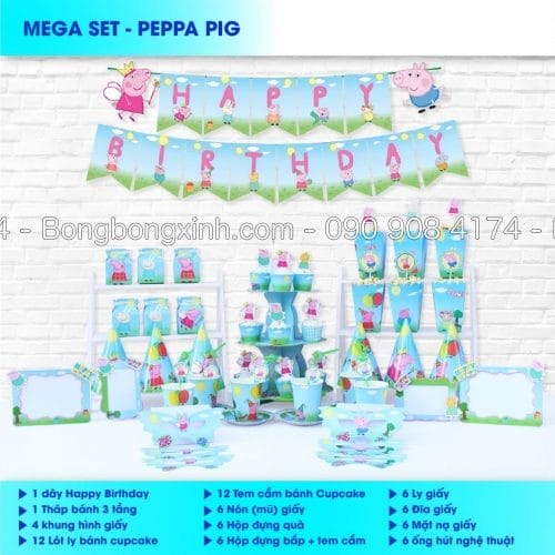 Set phụ kiện sinh nhật Peppa Pig BBX539