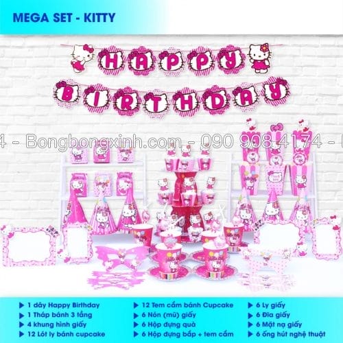 Set trang trí sinh nhật Kitty BBX550 Set trang trí sinh nhật Kitty BBX550