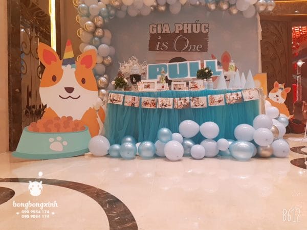 Dây bong bóng trang trí bàn quà sinh nhật cún con BBX091