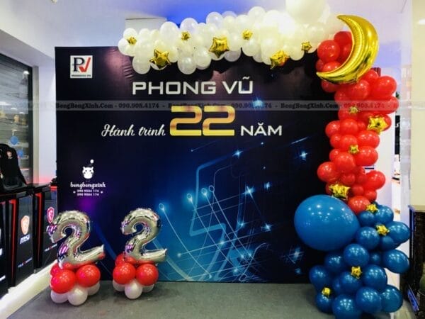 Backdrop khai trương văn phòng Phong Vũ KTVP007 hiện đại