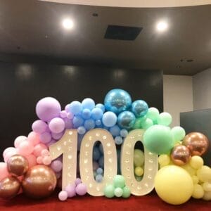 Tiểu cảnh sinh nhật với bong bóng và chữ só 3D BBX138