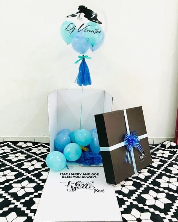 Hộp surprise tặng chồng BBX090 có sử dụng cả bóng bay