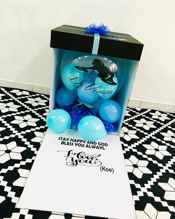 Hộp surprise tặng chồng cùng bong bóng BBX090
