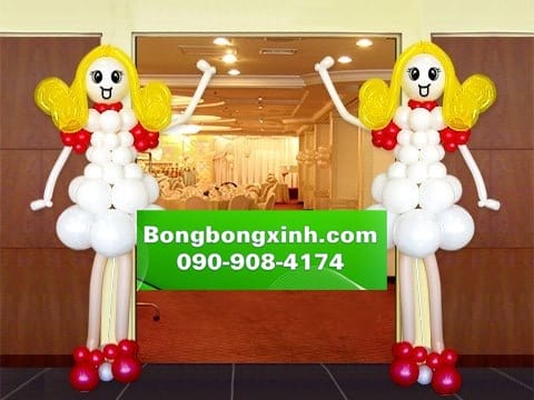 Trụ bong bóng 076 tạo hình hai cô gái Trụ bong bóng 076 tạo hình hai cô gái