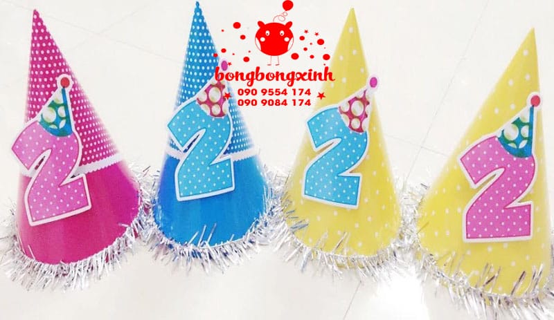Mũ sinh nhật cho bé số 2 MSN003 - Trang trí bong bóng | Dịch vụ tạo hình  bong bóng xinh nghệ thuật