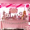 Trang trí bàn sinh nhật chủ đề công chúa màu hồng BQ142