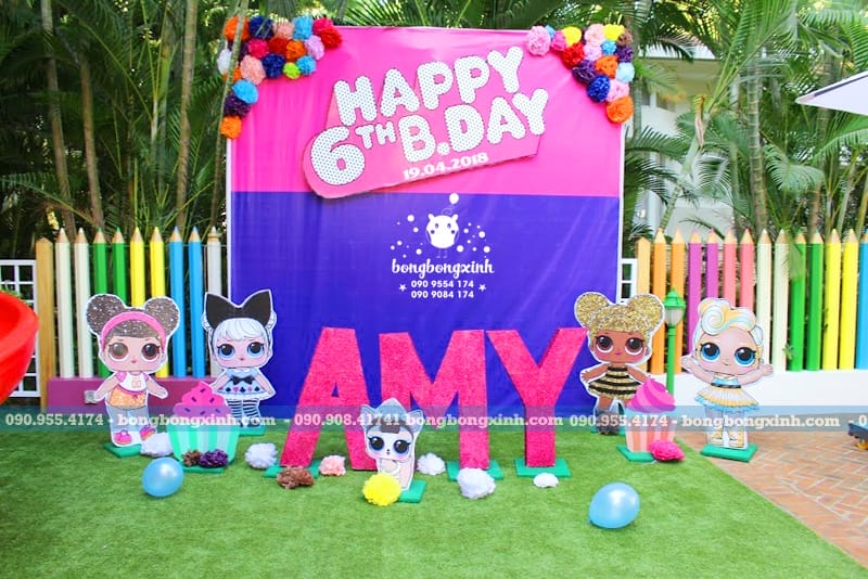 Backdrop sinh nhật cho bé gái theo chủ đề Lol Surprise 022