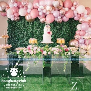 Backdrop trang trí để bánh kem màu hồng BRC005