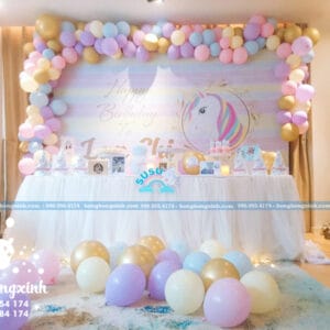 Trang trí bàn sinh nhật theo chủ đề chú ngựa pony BQ175