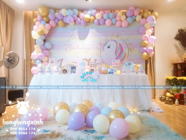 Trang trí bàn sinh nhật theo chủ đề chú ngựa pony BQ175