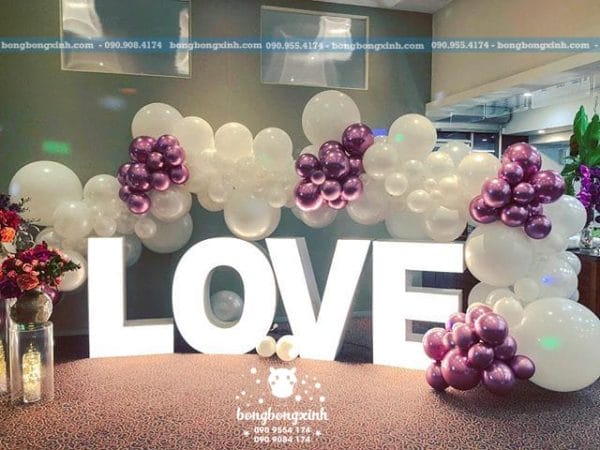 Bóng mây trắng tím trang trí tiệc cưới SS040