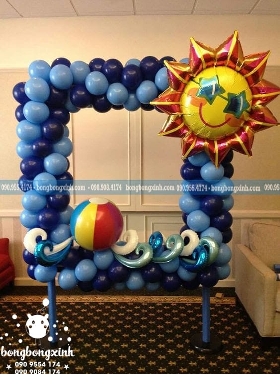 Khung tranh bong bóng ông Mặt Trời và biển