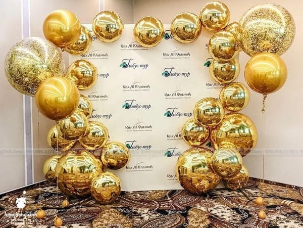 Backdrop bong bóng Golden trang trí khai trương văn phòng KTVP003