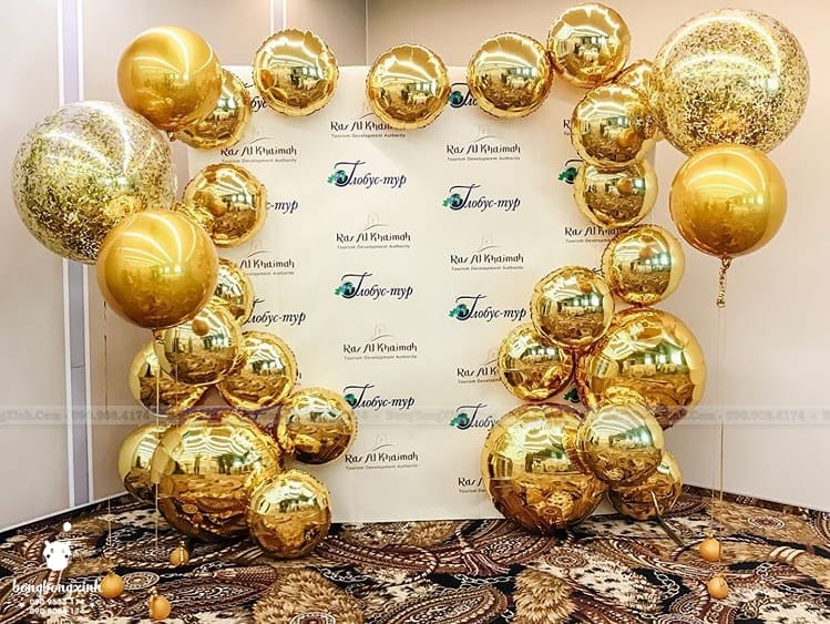 Backdrop bong bóng Golden trang trí khai trương văn phòng KTVP003