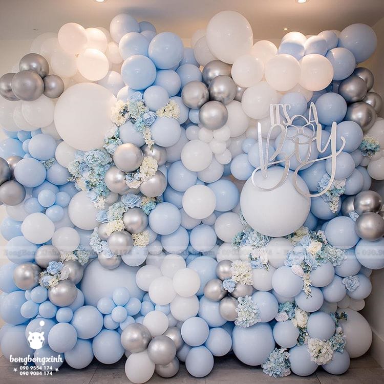 Tường trang trí sinh nhật bong bóng và hoa TBB052 Tường trang trí sinh nhật bong bóng và hoa TBB052