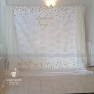 Backdrop khai trương văn phòng màu trắng KTVP006