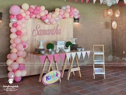 Backdrop sinh nhật bé gái màu hồng BBBN148 Backdrop sinh nhật bé gái màu hồng BBBN148