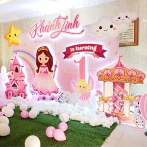 Backdrop sinh nhật 3D màu hồng BBX005