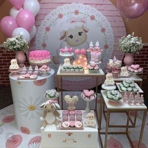 Bàn quà thôi nôi bé gái cừu con BBX104