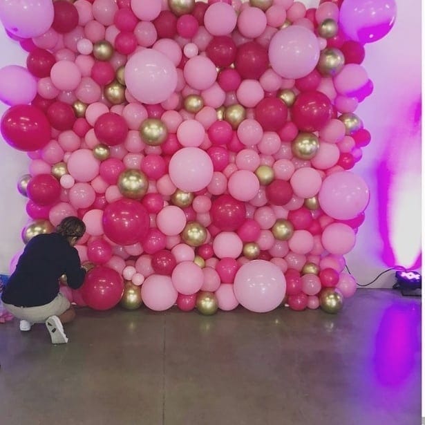 Tường bong bóng trang trí party vàng đồng và hồng BBX214 Tường bong bóng trang trí party vàng đồng và hồng BBX214