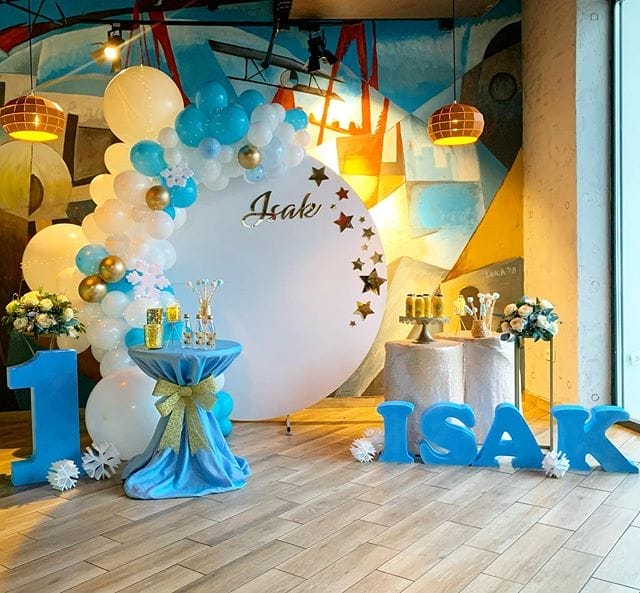 Trang trí sân khấu sinh nhật trời sao trong đêm đông BBX229 Trang trí sân khấu sinh nhật trời sao trong đêm đông BBX229