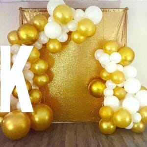 Backdrop khai trương văn phòng vàng đồng, trắng BBX325