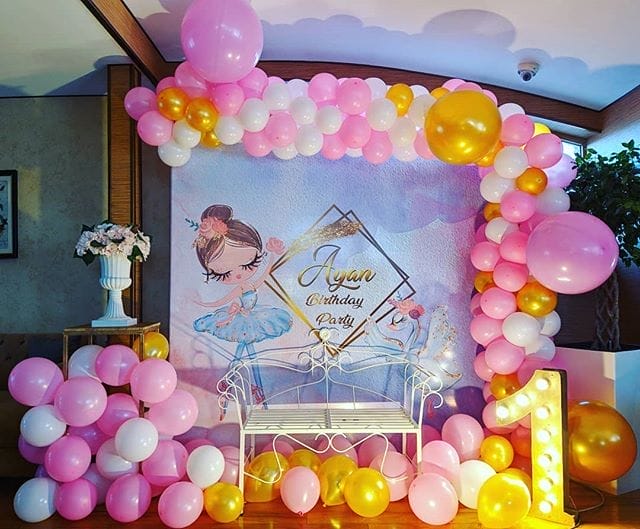 Backdrop sinh nhật trắng hồng 3D BBX372 Backdrop sinh nhật trắng hồng 3D BBX372