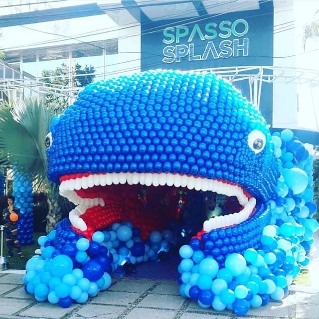 Cổng chào bong bóng sinh nhật tạo hình cá voi BBX407 Cổng chào bong bóng sinh nhật tạo hình cá voi BBX407