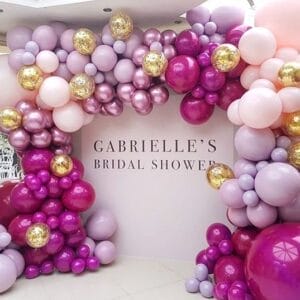 Trang trí văn phòng với backdrop khai trương dây bong bóng BBX443