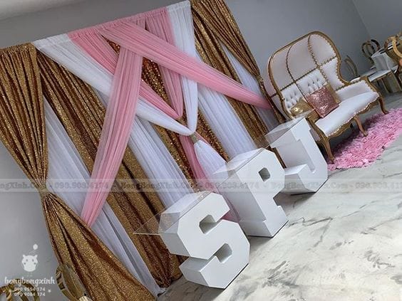 Backdrop trang trí sinh nhật vải voan và bàn chữ 3D BBN143 Backdrop trang trí sinh nhật vải voan và bàn chữ 3D BBN143