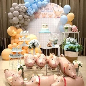 Backdrop trang trí sinh nhật chủ đề con Heo BBX510
