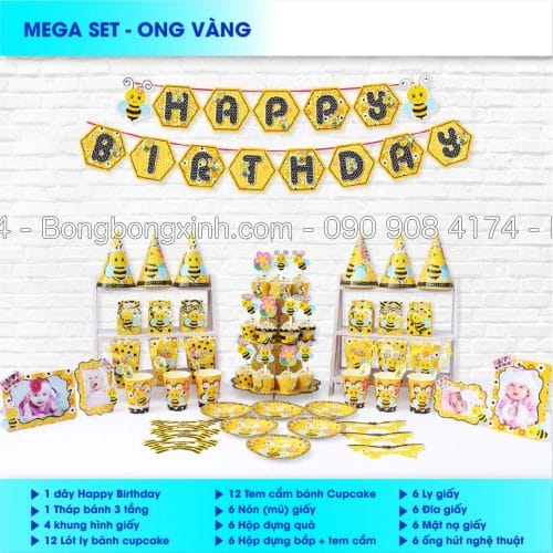Set trang trí sinh nhật Ong Vàng BBX540