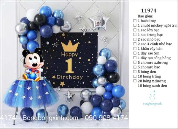 Set trang trí sinh nhật chủ đề Mickey BBX588