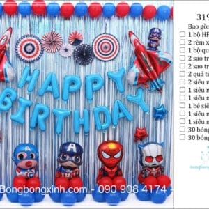 Set trang trí sinh nhật chủ đề Siêu Siêu Anh Hùng BBX589