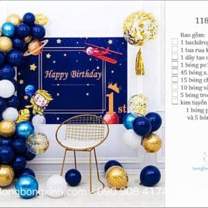 Set trang trí sinh nhật chủ đề Không Gian BBX590
