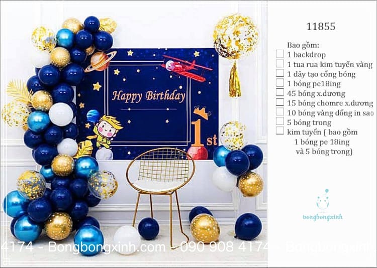 Set trang trí sinh nhật chủ đề Không Gian BBX590 Set trang trí sinh nhật chủ đề Không Gian BBX590
