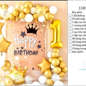 Set trang trí sinh nhật chủ đề Màu Vàng BBX593