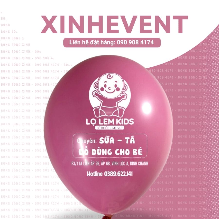 In logo lên bong bóng quảng cáo giá rẻ BBI035 Bong in logo lo lem kids