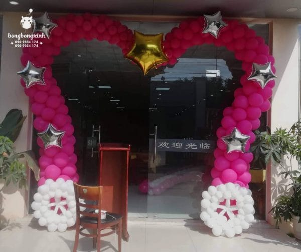 Cổng chào bong bóng trái tim trang trí tiệc cưới Trung Hoa.BBX054