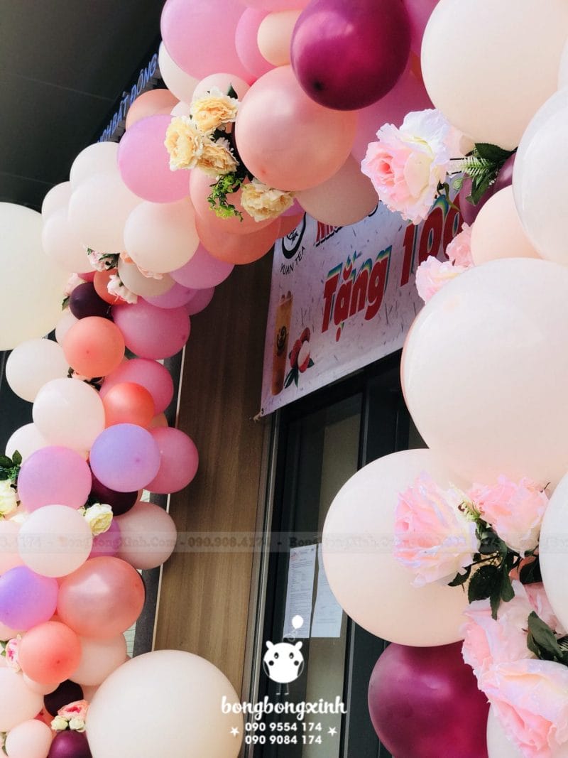 Cổng chào khai trương màu hồng với thiết kế đơn giản dễ trang trí CC066 Cổng chào khai trương màu hồng với thiết kế đơn giản dễ trang trí Bq236