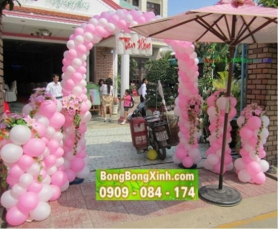 Trang trí tiệc cưới cổng chào hồng trắng 069 Trang trí tiệc cưới cổng chào hồng trắng 069