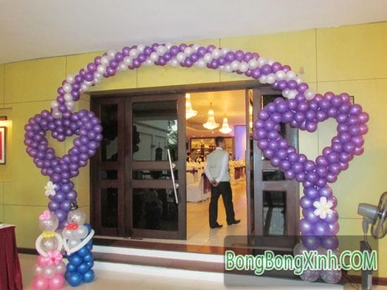 Cổng chào tiệc cưới trái tim màu tím 083 Cổng chào tiệc cưới trái tim màu tím 083