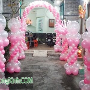 Trụ bong bóng tiệc cưới màu hồng TBB124