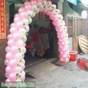 Cổng chào tiệc cưới màu hồng tại nhà CA105