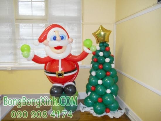 Bong bóng ông già noel và cây thông NE005 Bong bóng ông già noel và cây thông NE005