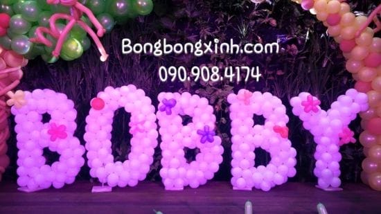 Chữ bong bóng BOBBY hồng xinh đẹp CBB039 Chữ bong bóng BOBBY hồng xinh đẹp CBB039